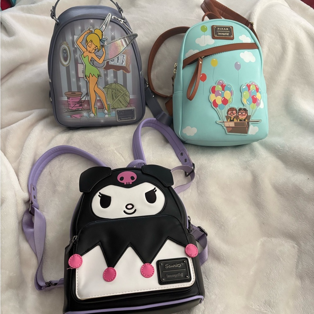 Loungefly Mini Bags Bundle - Purple, Blue, Black
